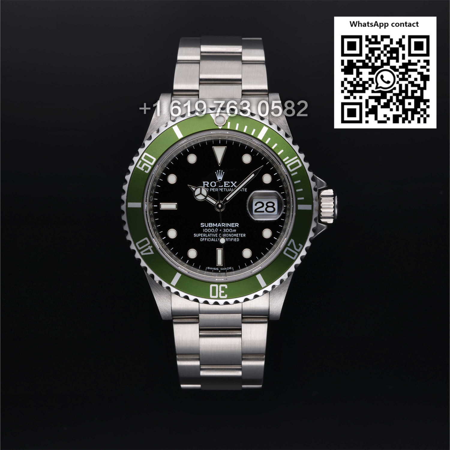 Rolex Submariner Kermit Green Bezel 50th Anniversary Mens Watch 16610LV Box Papersh