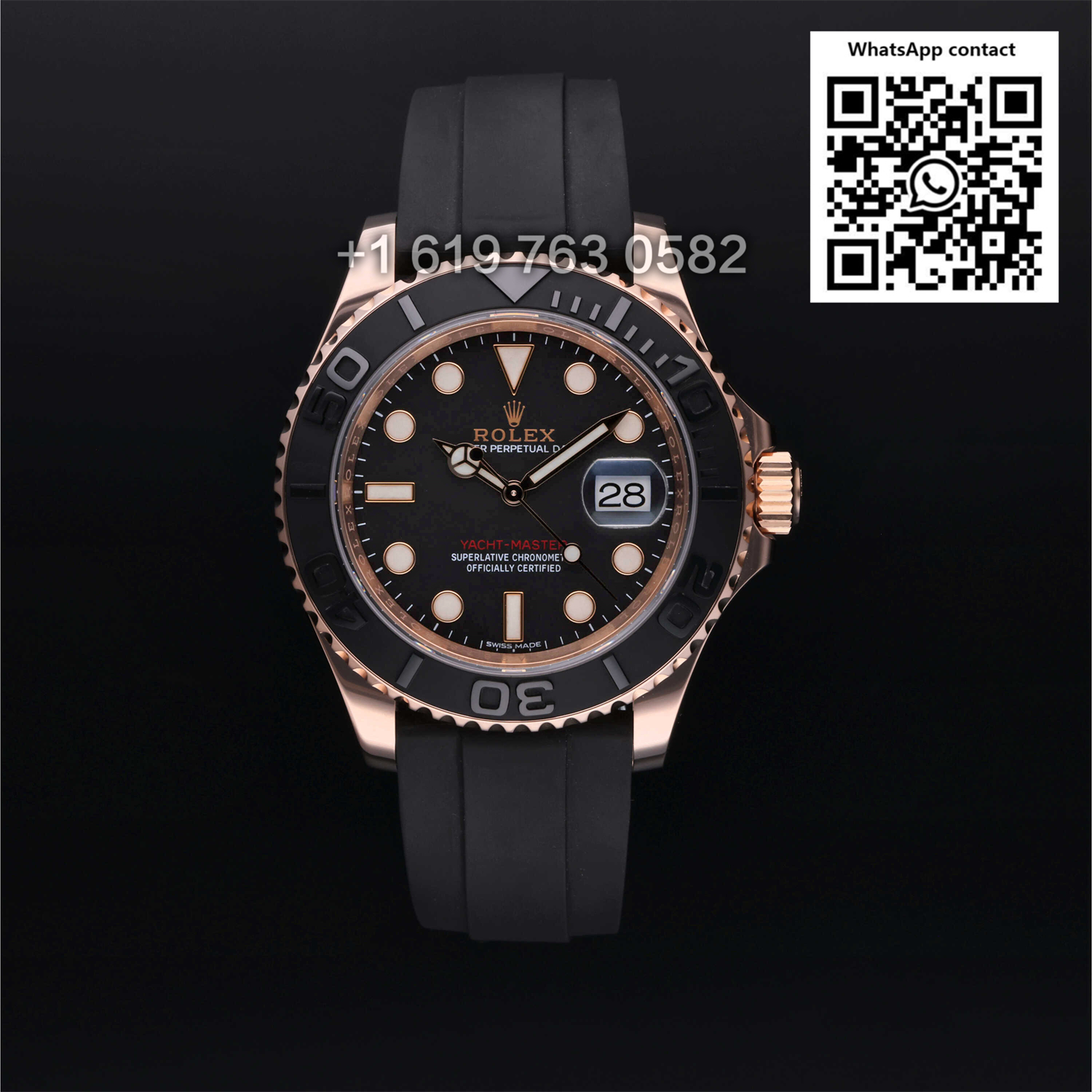 Rolex Yachtmaster 40mm Rose Gold Wrapped  Oysterflex Bracelet Mens Watch 116655 Swiss Super Clone 3135