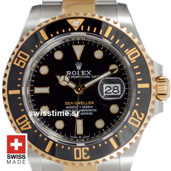 Rolex Sea Dweller 2-tone 18k Yellow Gold/904L Steel Black Dial Ceramic Bezel 43mm Swiss Replica Watch