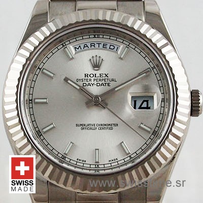 Rolex Day-Date II SS Silver