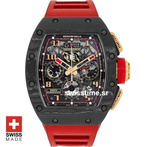 Richard Mille RM011 NTPT Carbon 18K Rose Gold Lotus F1 Team Swiss Replica Watch
