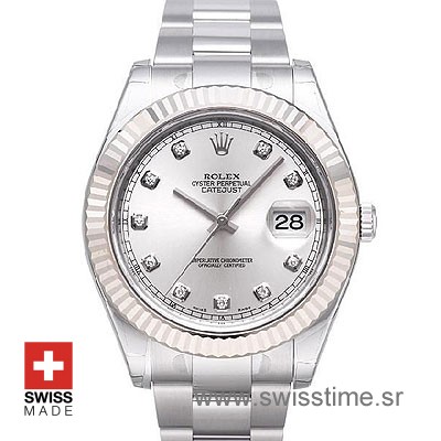 Rolex Datejust II SS Silver Diamondsh