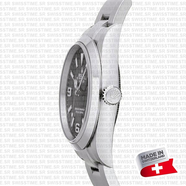 Rolex Explorer I 36mm Black Dial 904L Steel Swiss Replica Watch Ref:124270