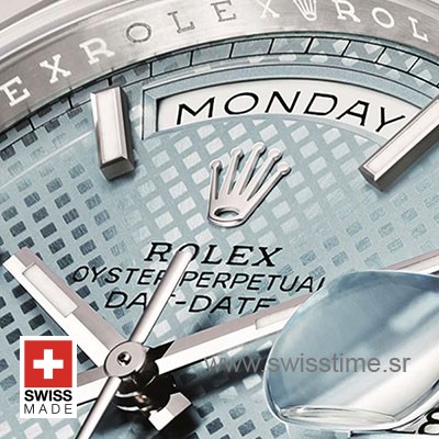 Rolex Day-Date 40 Platinum Ice Blue Diagonal Motif