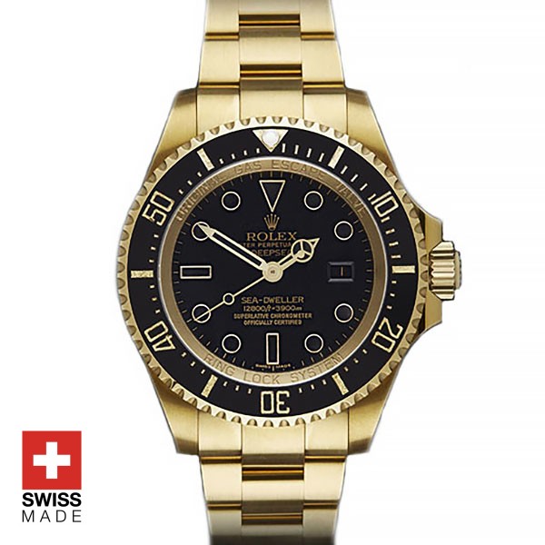 Rolex Deepsea GOLD DLC Sea-Dweller 904L Steel/18k Yellow Gold Wrapped Limited Edition 44mm Swiss Replica Watchh