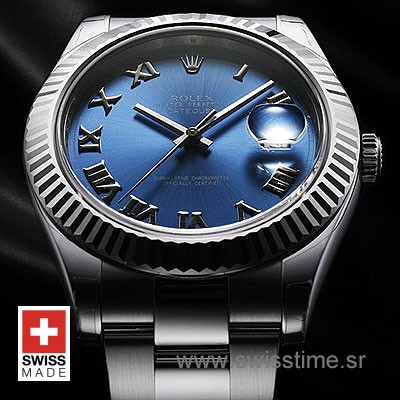 Rolex Datejust II SS Blue Roman