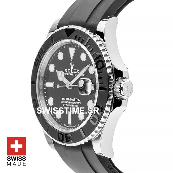 Rolex Yacht-Master 42mm Rubber 18k White Gold/904L Steel Black Dial Ceramic Bezel Ref.226659 Swiss Replica Watch