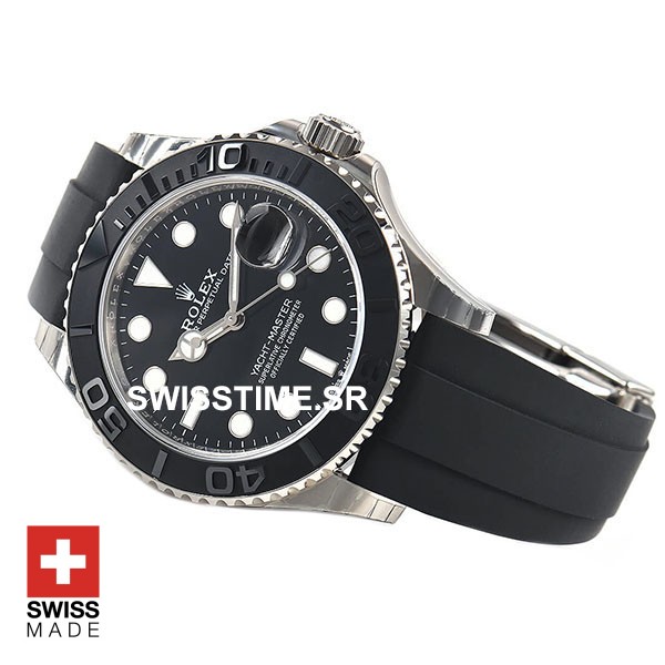 Rolex Yacht-Master 42mm Rubber 18k White Gold/904L Steel Black Dial Ceramic Bezel Ref.226659 Swiss Replica Watch